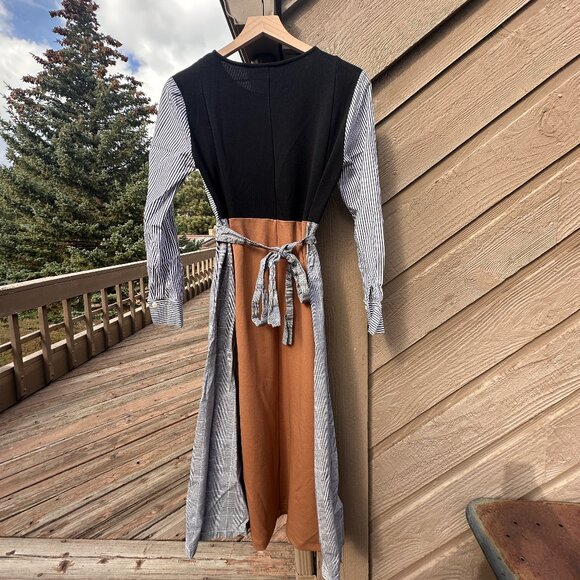 EUC Zara Mixed Media Prairie Core Midi-Dress - Picture 3 of 8